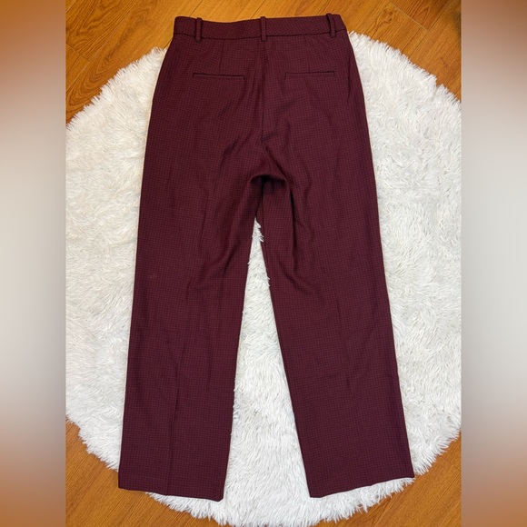 Wilfred Effortless Wool Blend Pants Red Check Size 12 Aritzia #95999 - Picture 6 of 11